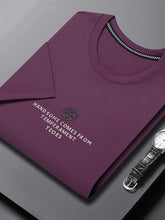 Men's Plus Size Round Neck Short Sleeve T-Shirt Plum Purple