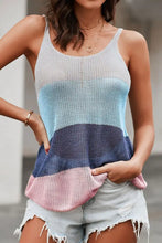 Shiny Color Block Scoop Neck Knit Tank Deep Teal Tanks & Camis