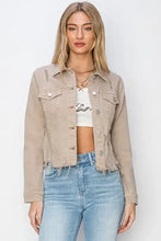 RISEN Full Size Raw Hem Button Up Cropped Denim Jacket Plus Size Woman Outerwear