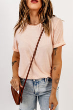 Round Neck Cuffed Short Sleeve Tee