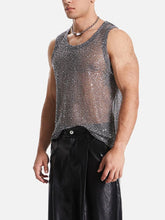 Men's Sequin Round Neck Tank