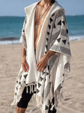 Men's Open Front Printed Cover-Up Ivory Mens Tops