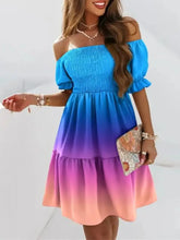 Off Shoulder Smocked Summer Dress Woman Casual Dress