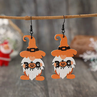 Wooden Dwarfs Pumpkin Dangle Earrings Tangerine One Size