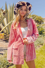 BiBi Ribbed Button Up Long Sleeve Blazer VENTAGE RUBY
