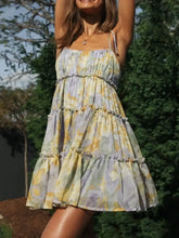 Frill Printed Square Neck Mini Cami Dress Casual Dresses