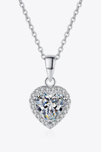 1 Carat Moissanite Heart Pendant Chain Necklace Silver One Size