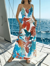 Printed Scoop Neck Maxi Cami Dress Sky Blue