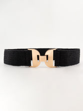 Alloy Buckle Elastic Belt Black One Size Belts