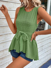 Shiny Swiss Dot Tie Waist Tank Top Tanks & Camis