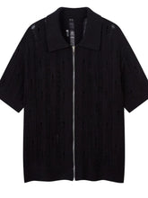 Men's Zip Up Openwork Cardigan Black