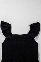 V Neck Ruffled Cap Sleeve Smocked Maxi Dress