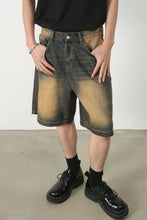 Men's Wasteland Style Demin Shorts with Pockets Olive Brown