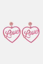 Heart Shape Acrylic Dangle Earrings Pink One Size