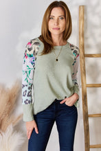 Hailey & Co Full Size Printed Round Neck Blouse SAGE Woman Blouses