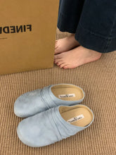 Round Toe Flats Loafers Pastel Blue Woman Loafers