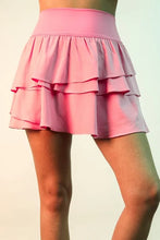 VERY J Riffled Tiered Layers Activewear Skirt with Shorts Pink