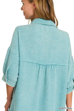 Zenana Washed Double Gauze Button Down Shirt Dress Casual Dresses
