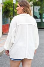 Plus Size Half Button Collared Neck Long Sleeve Blouse Woman Blouses