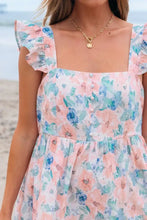Floral Colorblock Flutter Straps Flowy Dress Casual Dresses