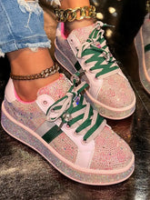 Rhinestone Round Toe Sneakers Pink Woman Sneakers