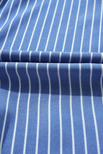 Stripe Frilly Split Neck Shirred Ruffle Sleeve Short Shift Dress Casual Dresses