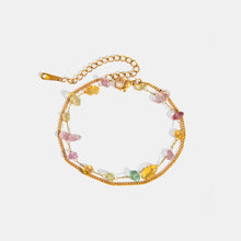 Stainless Steel Natural Stone Double Layered Bracelet Gold One Size