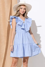 And The Why Chevron Ruffle Florence Hem Casual Dress Sky Blue Casual Dresses