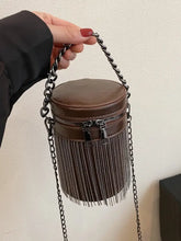 Fringe PU Leather Bucket Bag Chocolate One Size Shoulder Bags