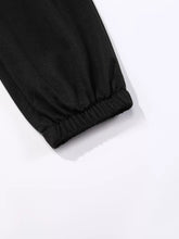 Black elastic-waist jogger pant cuff with ribbed fabric finish in butterfly casual sweatpants for casual wear