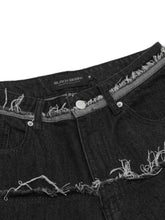 Men's Raw Hem Denim Bermuda Shorts with Contrast Cuffs Denim Shorts