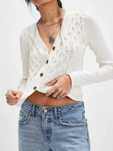 V-Neck Button Up Cropped Cardigan White
