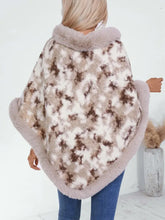 Furry Contrast Three-Quarter Poncho Woman Outerwear