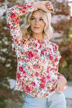 Floral Round Neck Smocked Blouse Woman Blouses