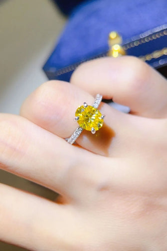 2 Carat Moissanite 925 Sterling Silver Ring Yellow Rings