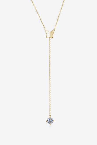 1 Carat Moissanite 925 Sterling Silver Necklace Gold One Size