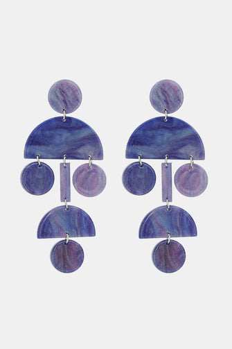 Geometrical Shape Acrylic Dangle Earrings Indigo One Size