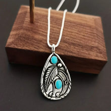 Alloy Artificial Turquoise Teardrop Pendant Necklace Silver One Size