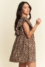 Davi & Dani Animal Printed Velvet Ribbon Mini Dress