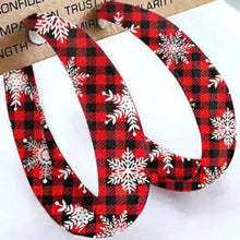Plaid PU Leather Hoop Earrings Snowflake One Size Earrings
