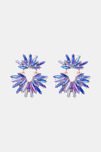 Flower Shape Glass Stone Dangle Earrings Cobalt Blue One Size