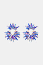 Flower Shape Glass Stone Dangle Earrings Cobalt Blue One Size Earrings