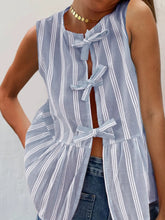 Tied Striped Round Neck Tank Tanks & Camis