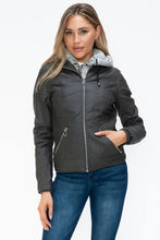 YMI Faux Layered Double-Zipper Jacket with Fuzzy Hood Woman Outerwear