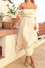 Square Neck Short Sleeve Midi Dress Woman Dress