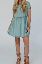 Frill Round Neck Cap Sleeve Mini Dress Casual Dresses