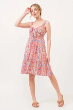 And The Why Tied Front Smocked Back Tiered Boho Printed Dress Casual Dresses