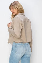 RISEN Full Size Raw Hem Button Up Cropped Denim Jacket Plus Size Woman Outerwear