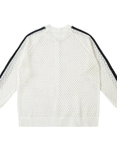 Men's Mesh Knit Zip-Up Cardigan with Stripe Detail