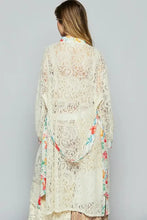 POL Floral Trim Lace Open Front Longline Cardigan Woman Outerwear